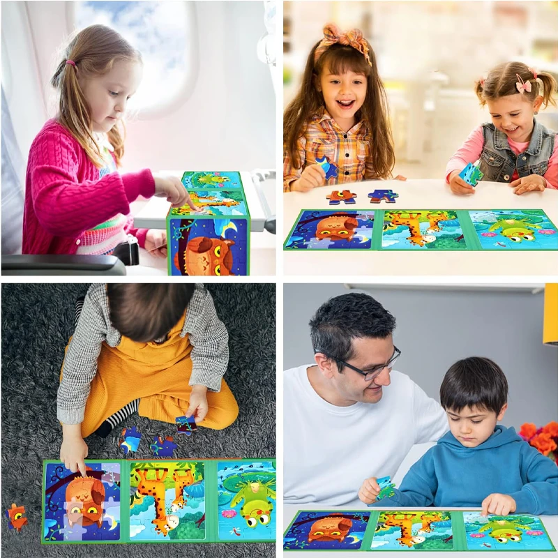 LEVELED PUZZLE – 3 In 1 Phased Magnetic Animal Puzzle - 37 Pcs Preschool STEM Learning - Suitable for Ages 3 Years & Up (Step 1 A)